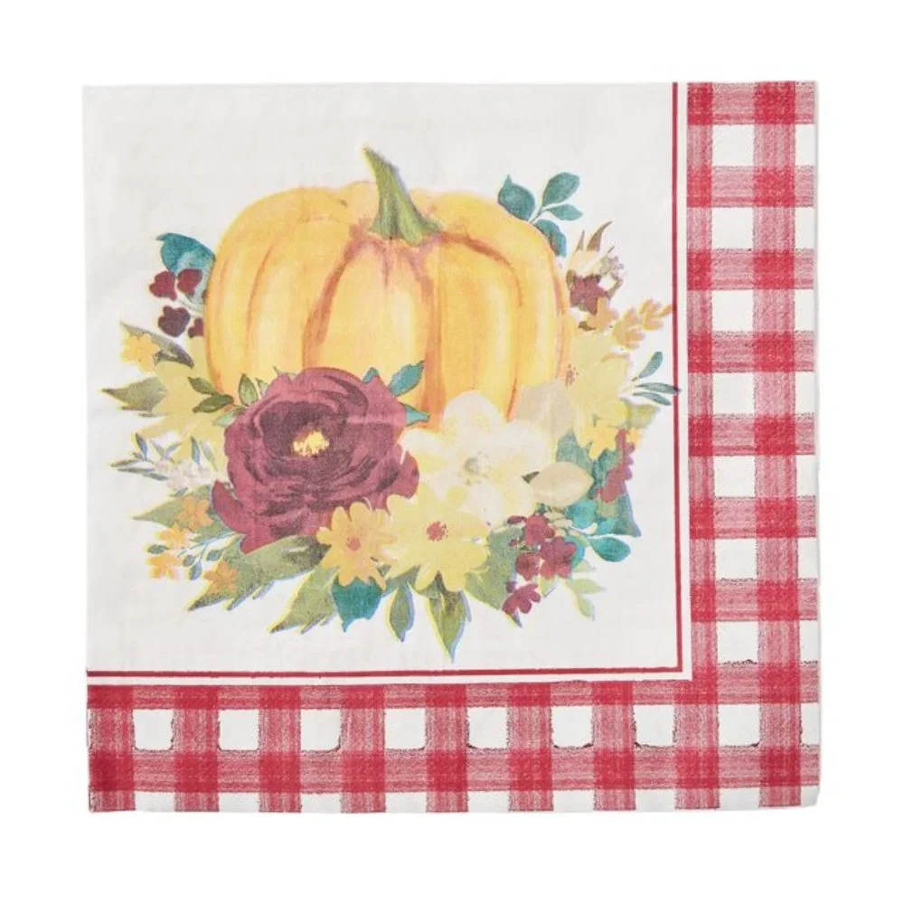 Pioneer Woman Thanksgiving Fall Gingham Harvest Paper Party Supplies 16 Guests